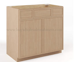 Slim White Oak Vanity Sink Drawer Base Cabinet