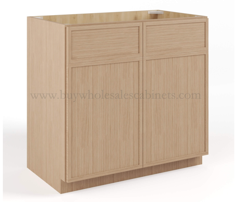 Slim White Oak Vanity Sink Cabinet